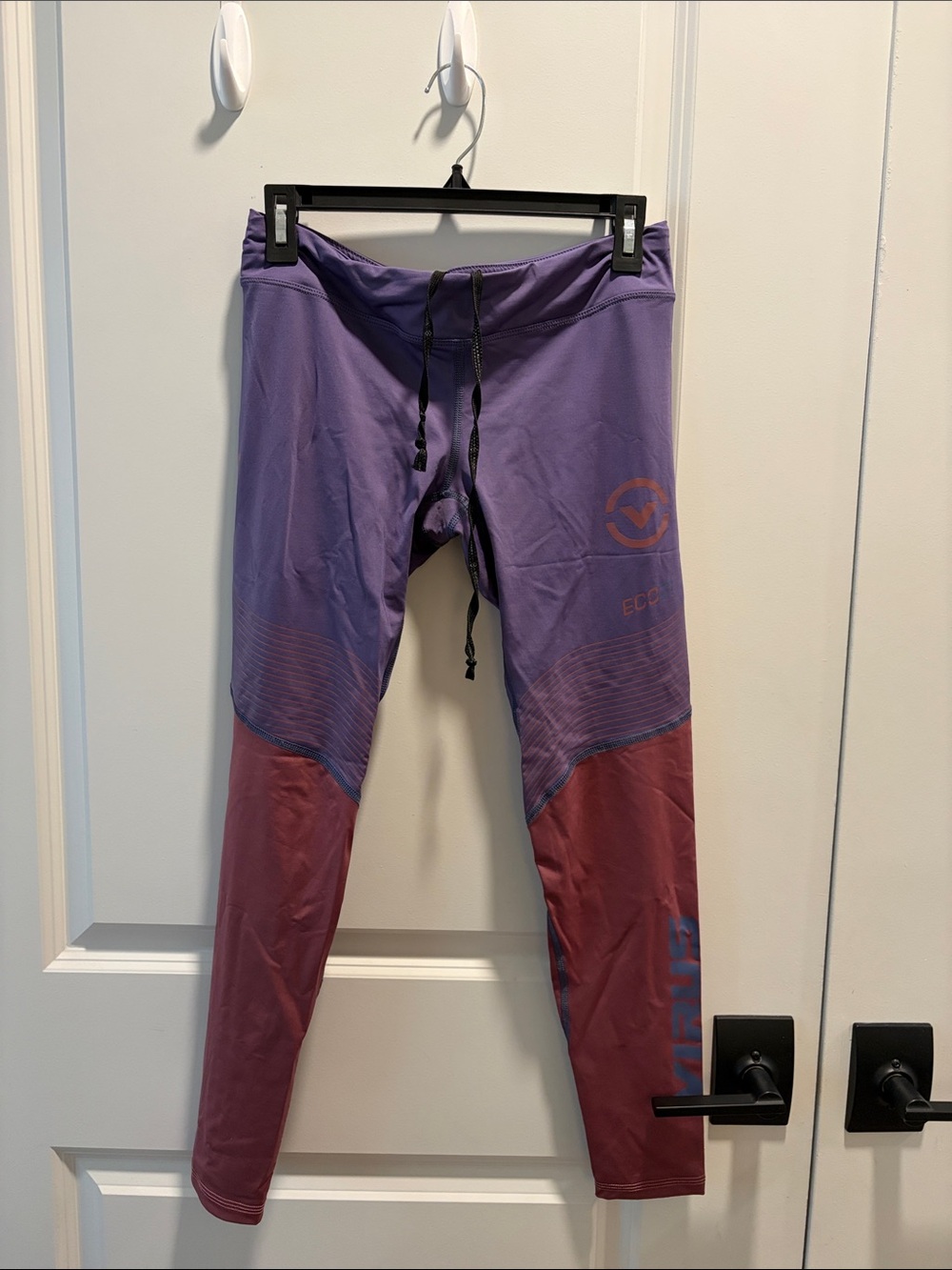 Virus Two-Tone Purple and Maroon Leggings with Drawstring